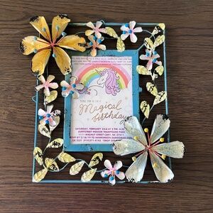 Zara Home Spain 3D Tropical Flower Metal Wall Photo Picture Frame 5" x 7"‎